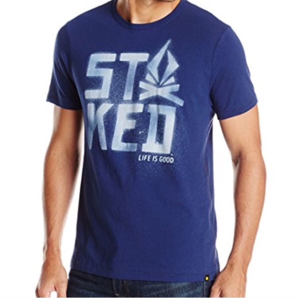 Life is Good Men's Stoked Stencil Newbury tshirt